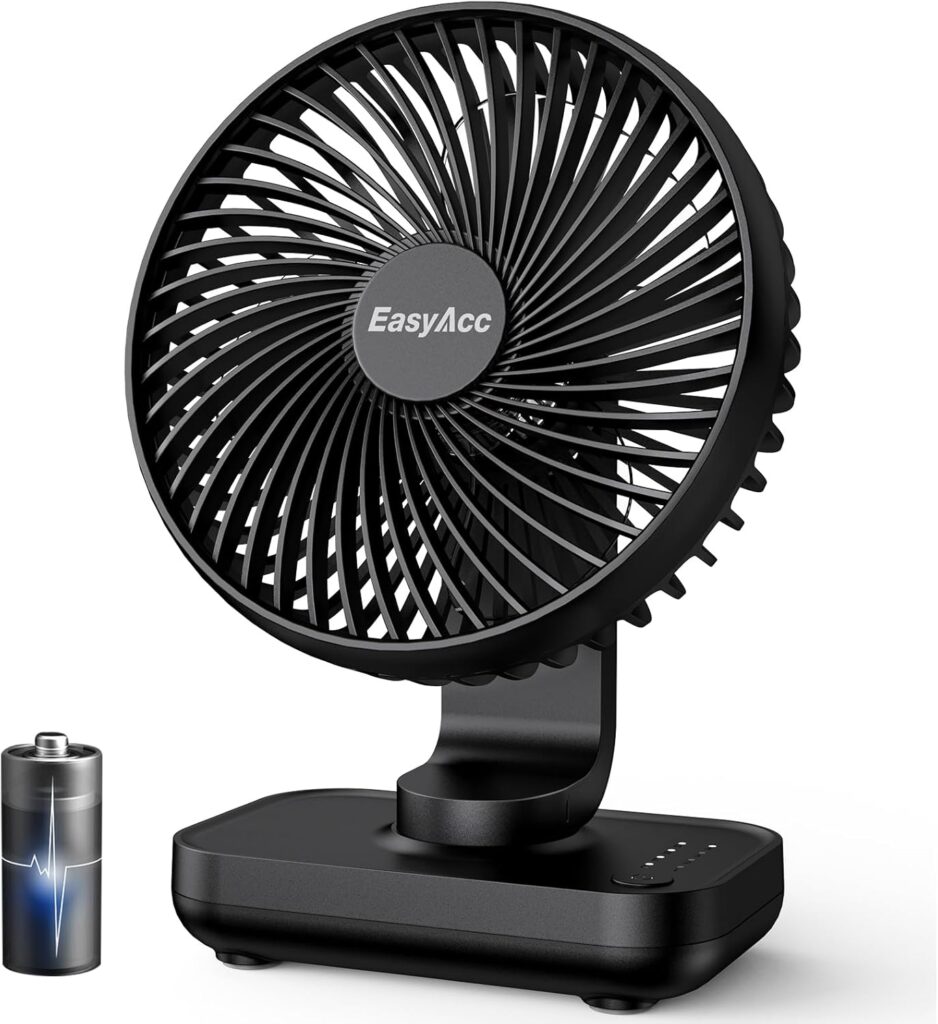 EasyAcc Fan Portable USB : Ventilateur Silencieux de 4000mAh avec 4 Vitesses pour Bureau et Voyage