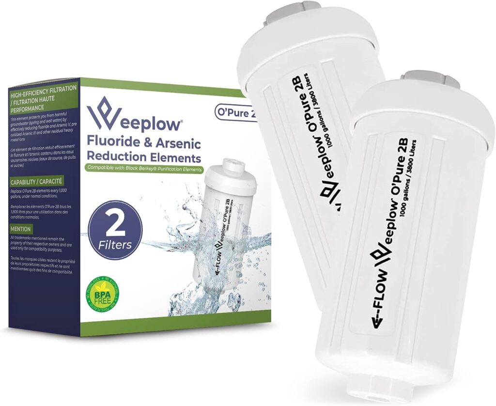 Weeplow O’Pure 2B 2PF-2 : Filtre à eau Berkey réduit le fluor et l’arsenic. Pack de 2.