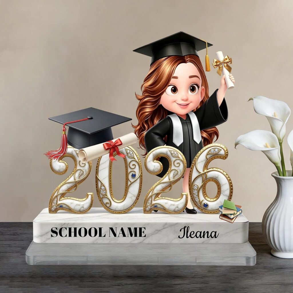 Cadeaux personnalisés pour diplômés : figurines en acrylique et plaques souvenirs disponibles