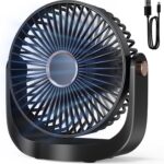 Ventilateur de bureau portable 3000 mAh, 5 vitesses et fonctionnement silencieux jusqu&rsquo;à 8 heures