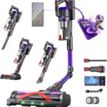 Aspirateur sans fil puissant avec affichage LED intelligent et station de charge pour sols durs et tapis