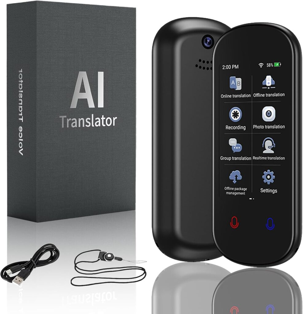 Appareil de traduction portable sans WiFi, supporte 139 langues et traduction hors ligne.
