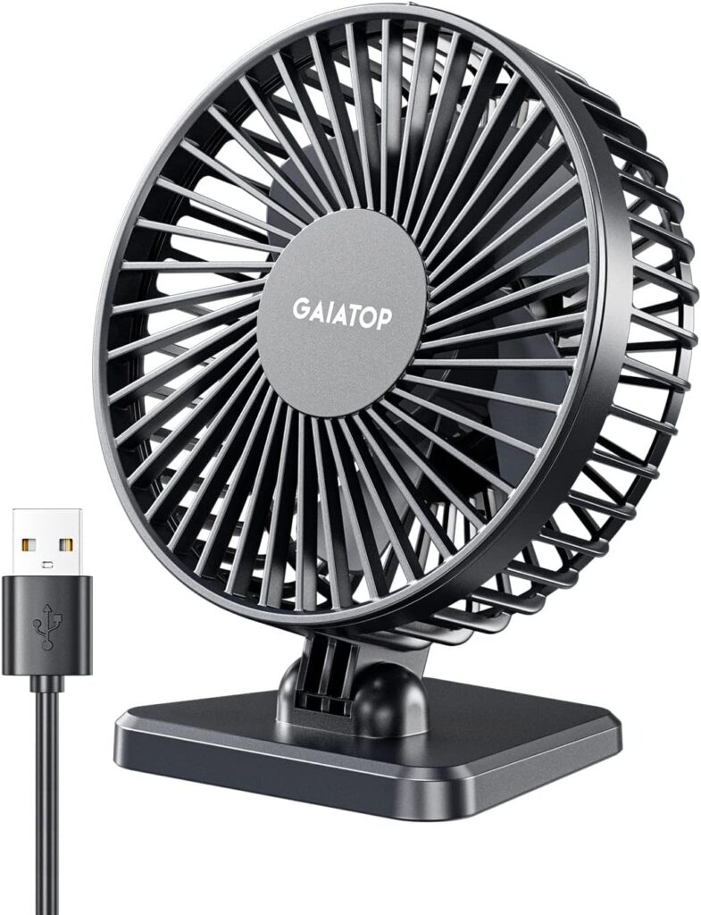 Gaiatop USB Desk Fan : ventilateur portable à trois vitesses pour bureaux et véhicules