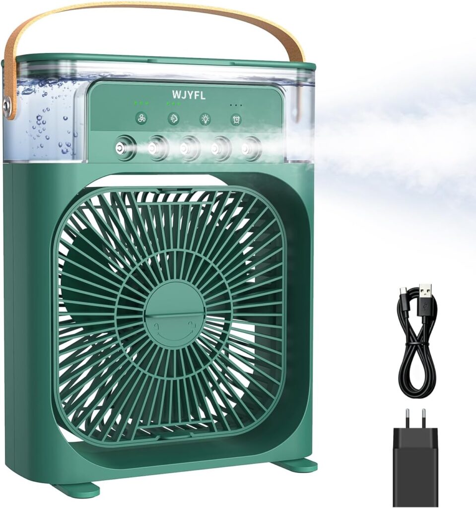 Refroidisseur mobile à timer et 5 orifices pour un usage maison ou bureau en vert