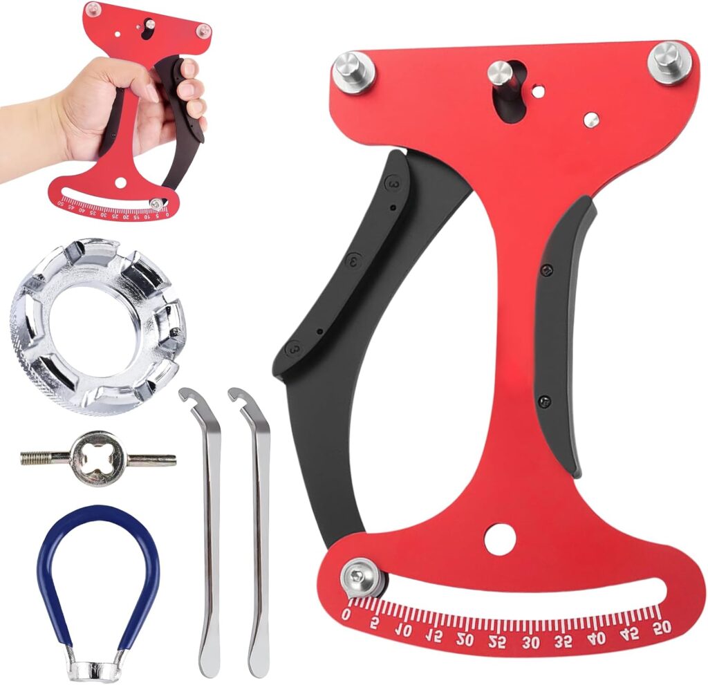 Outil de calibration de tension de rayons de vélo : 5 accessoires inclus pour l’atelier.