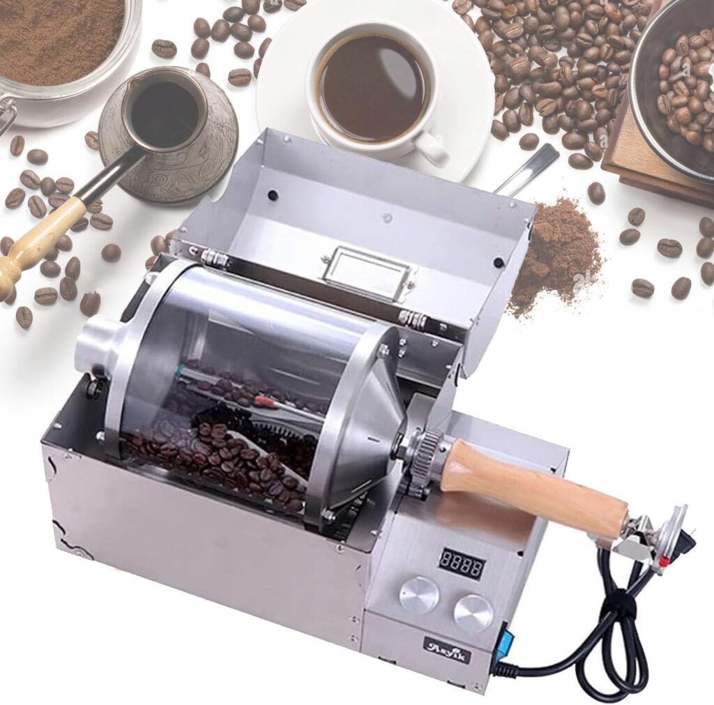 Lancement d’une machine à torréfier le café électrique en verre pour une utilisation domestique.