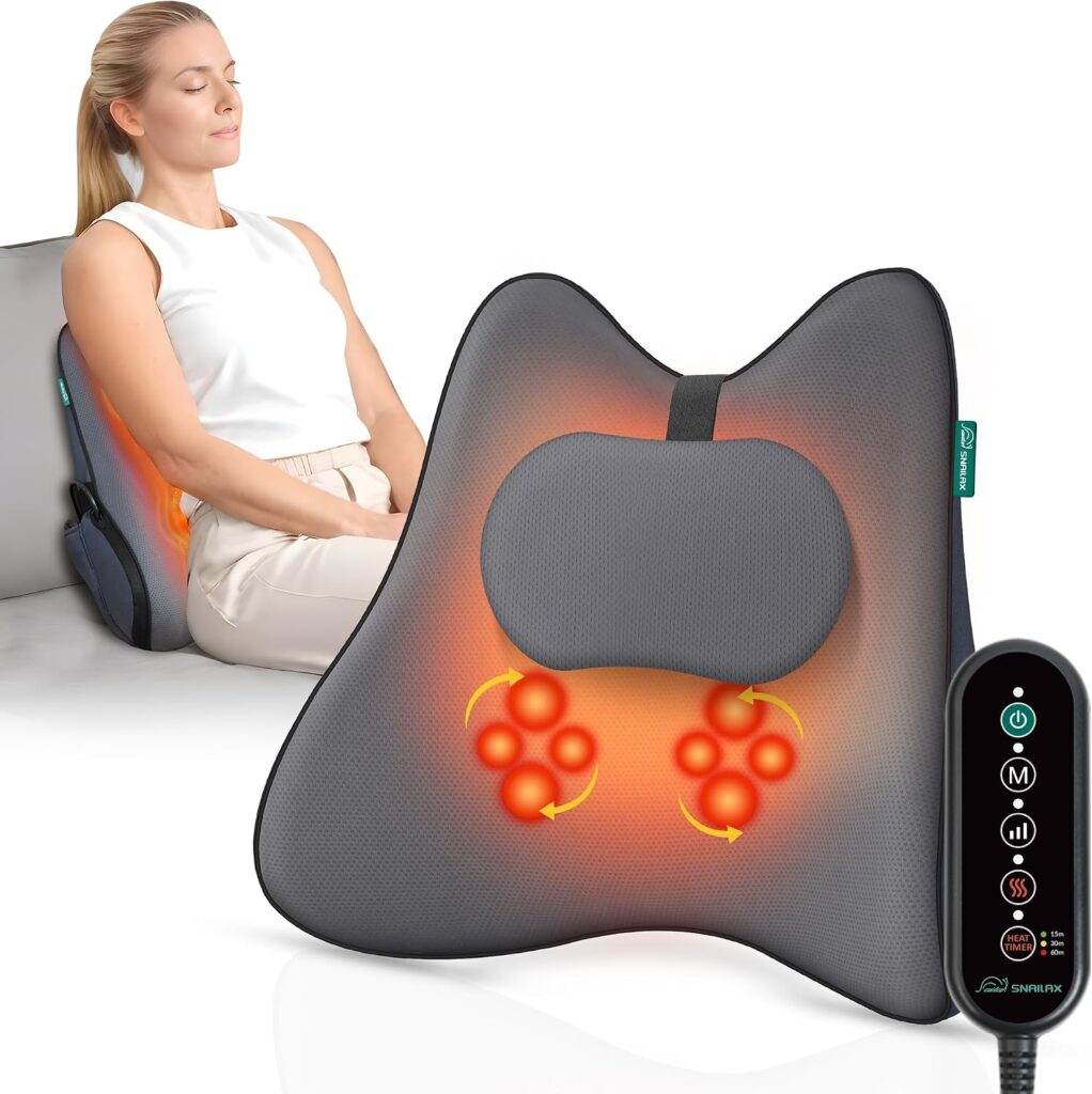 Snailax Shiatsu Neck Massager avec chaleur, conçu pour soulager les douleurs au cou et au dos.