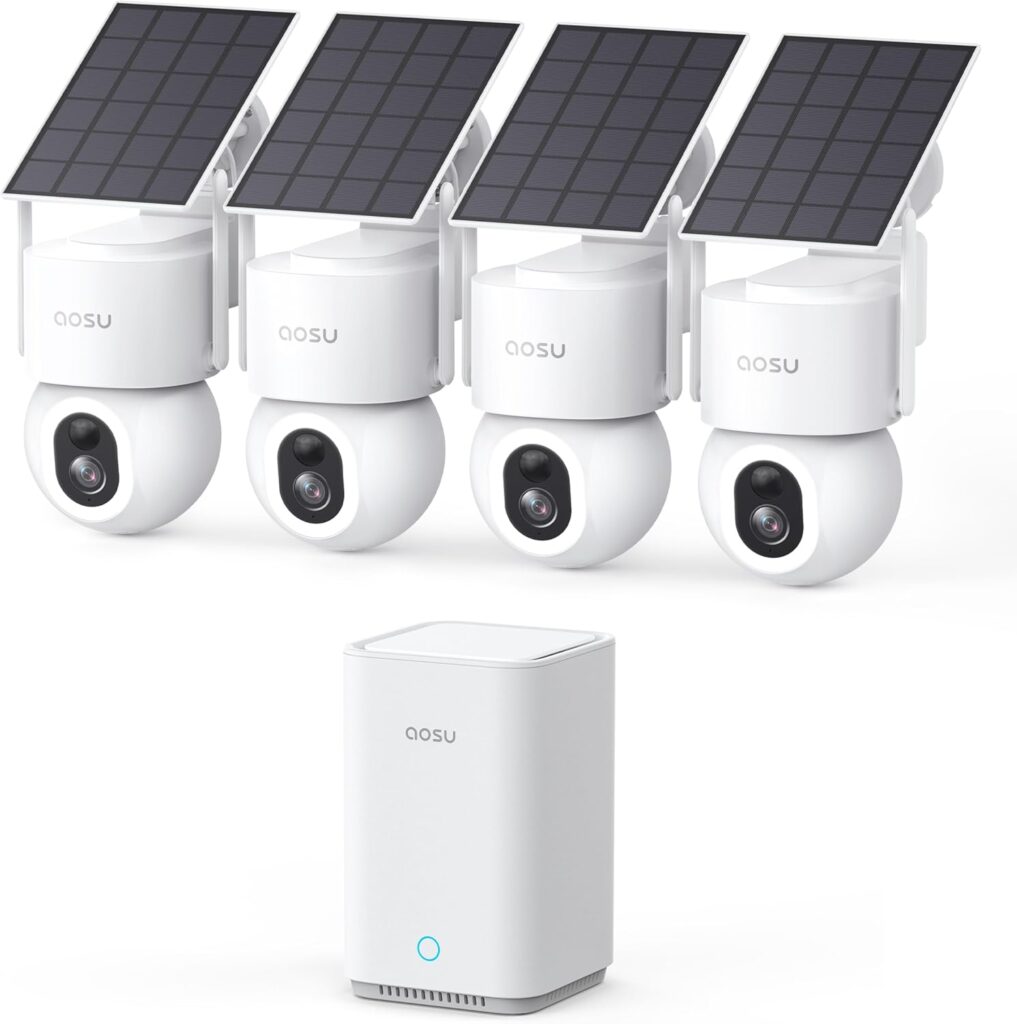 Système de surveillance extérieur aosu D1 Max 4K avec détection AI et vision nocturne