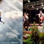 Des influenceurs visionnent le film « Fall 2 » avec Harriet Slater, suspendus en l’air.