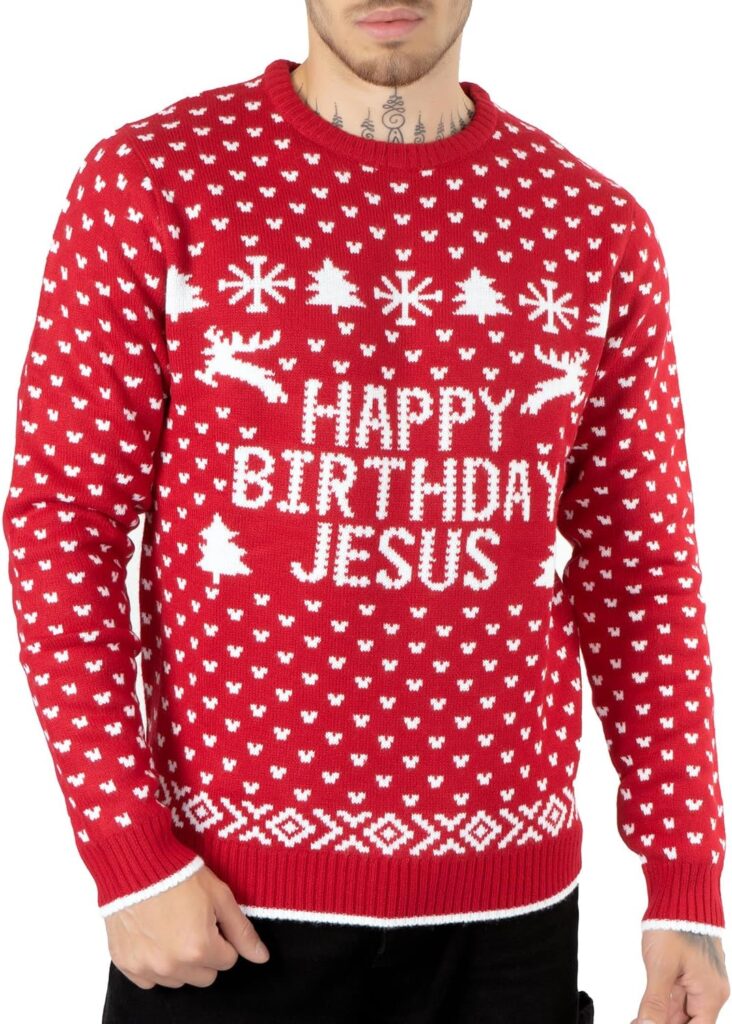 NOROZE présente des pulls de Noël pour hommes en taille S-XXL, incluant un modèle Santa nu.