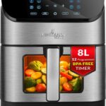 Lehmann XXL : friteuse à air de 8L avec fenêtre de visualisation et 10 programmes disponibles.