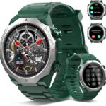 Soudorv Men&rsquo;s Smart Watch : montre militaire avec Bluetooth pour appels, couleur verte.