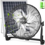Ventilateur industriel sans fil de 16 pouces : alimenté par batterie solaire et secteur, autonomie de 60 heures.