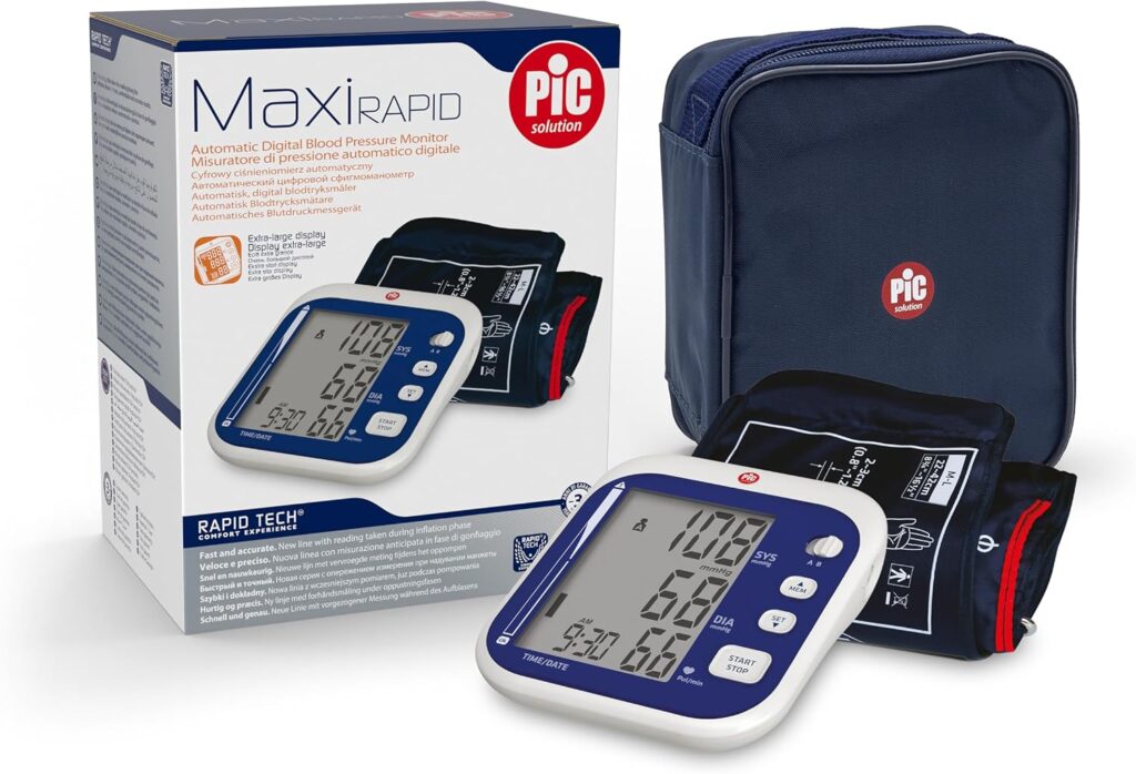 Pic Solution présente le tensiomètre automatique maxiRAPID pour un suivi médical efficace.