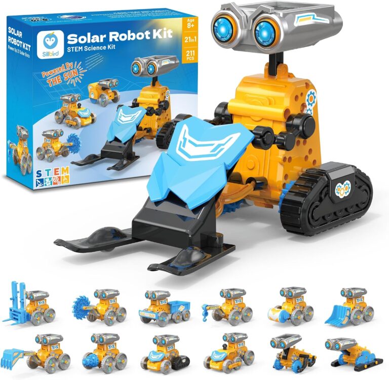 Sillbird 21 en 1 : Robot solaire éducatif pour enfants de 8 à 12 ans, 211 pièces.