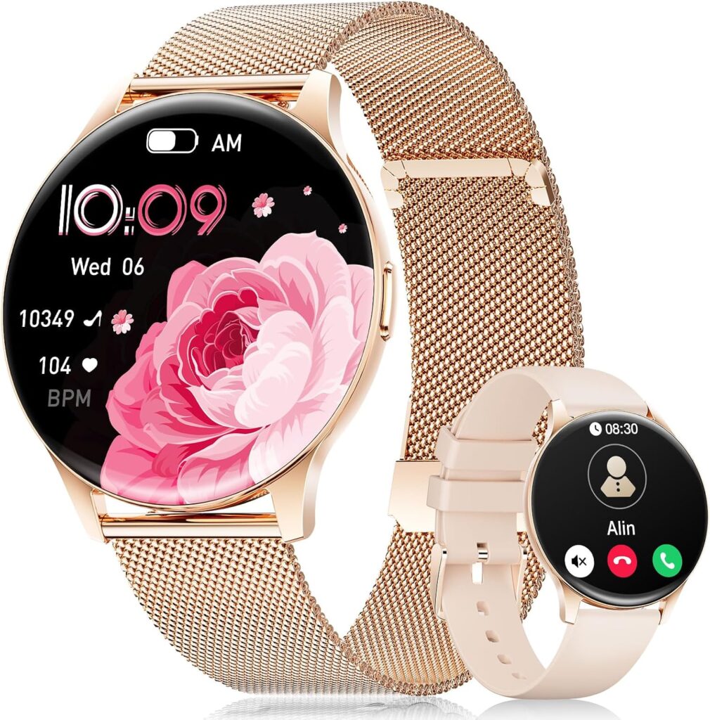 Montre connectée pour femmes 1,43 pouces HD IP68, Bluetooth, dédiée à plus de 100 sports.
