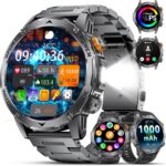 Montre intelligente pour hommes avec écran de 1,75 pouce et 1000 mAh, IP68 étanche.