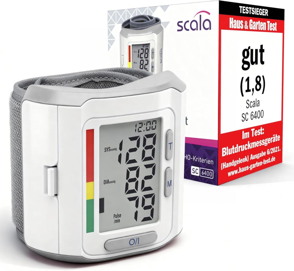 SC 6400 : Tensiomètre de poignet avec indicateur OMS et 85 mémoires disponible en pharmacie.