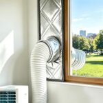 Installation d&rsquo;un joint de porte coulissante de 250 cm pour climatiseur mobile dans les foyers.