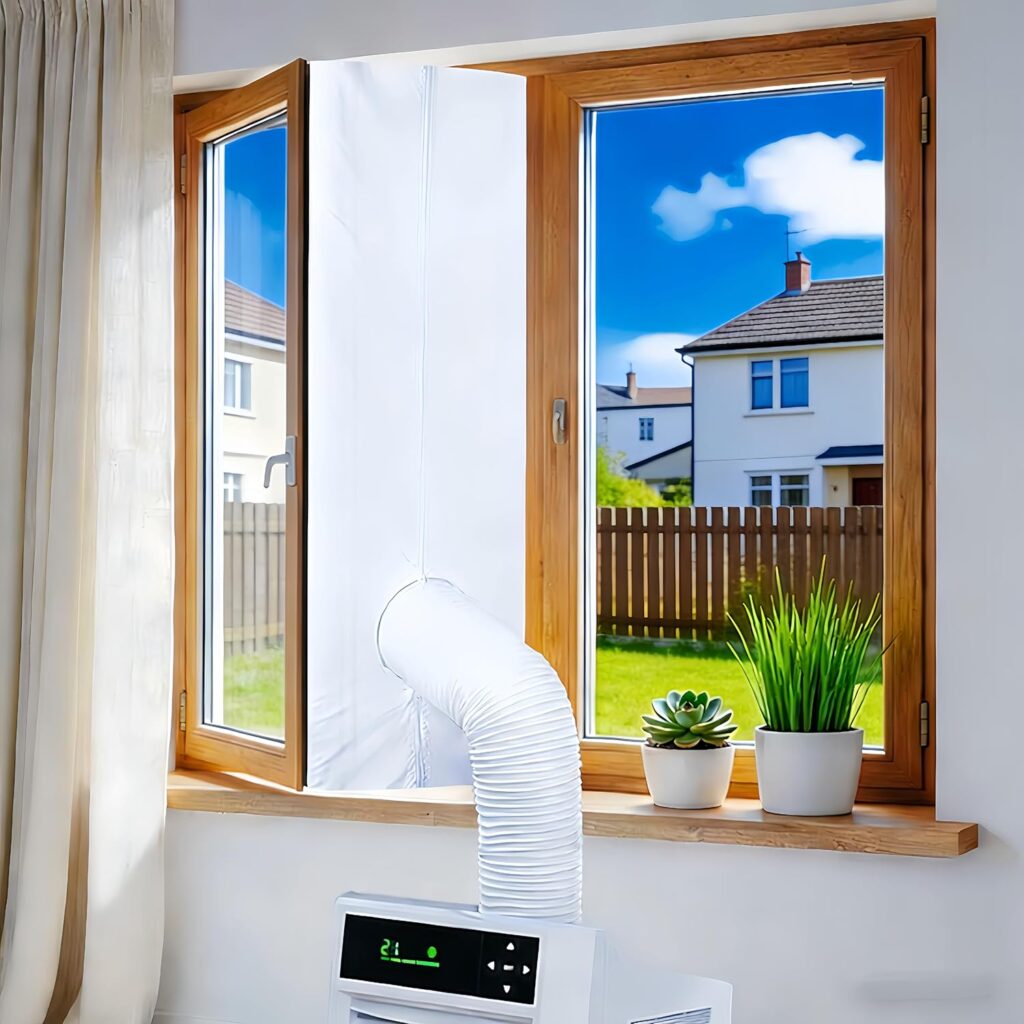 Kit de calfeutrage pour climatiseur mobile : solution universelle contre les fuites d’air froid.