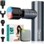 Mini Muscle Massage Gun avec thérapie chaude et froide, plusieurs accessoires inclus pour la récupération musculaire.