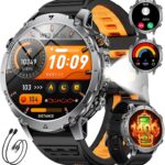 Montre intelligente militaire 1.7″ avec 1400 mAh, 100+ modes sportifs et Bluetooth.