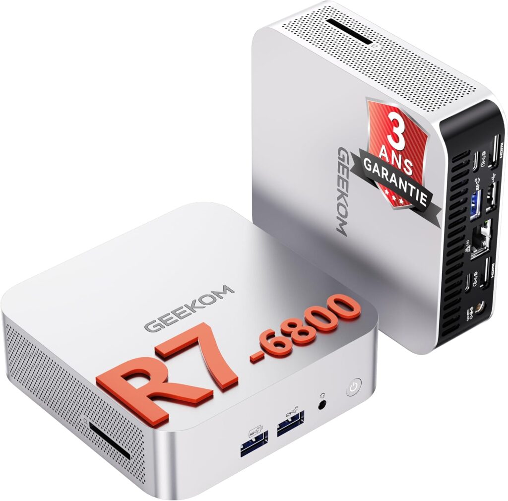 GEEKOM A6 Mini PC : AMD Ryzen 7 6800H et 4 écrans 8K dans un boîtier aluminium.