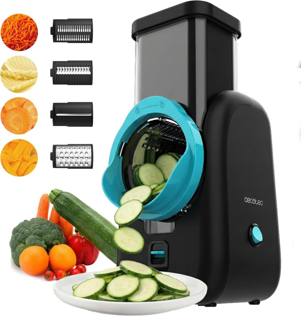 Cecotec présente un robot culinaire avec 4 cylindres interchangeables pour la préparation rapide de salades.