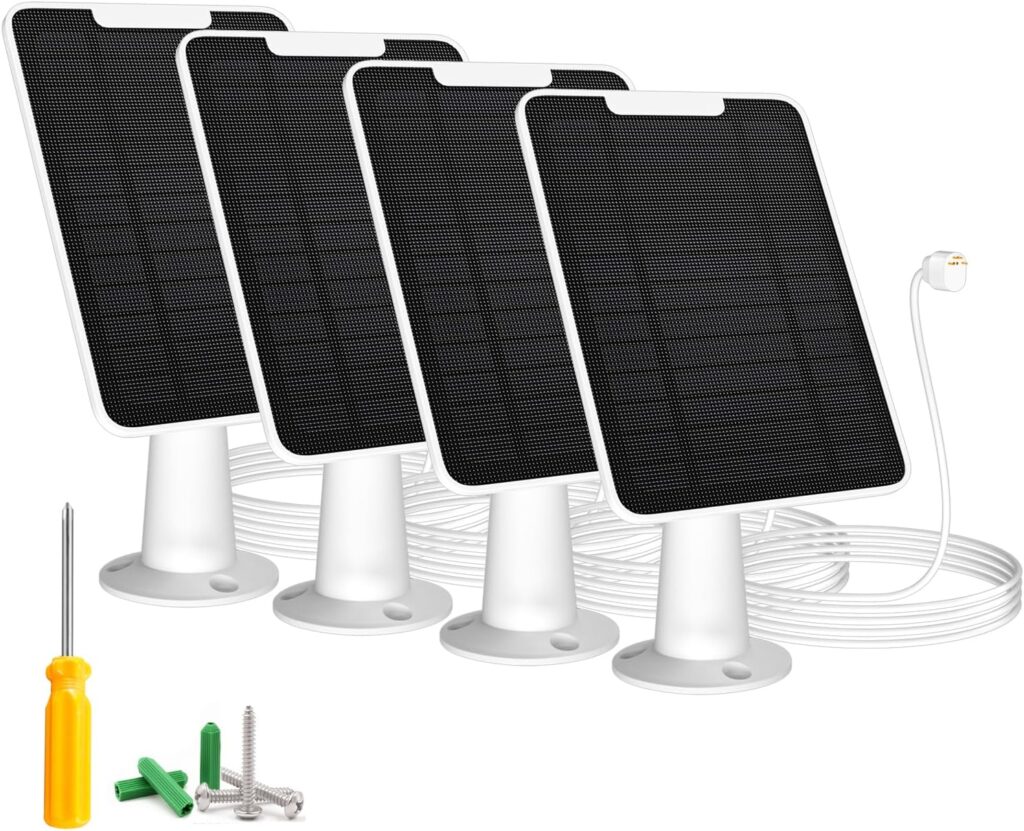 Chargeur solaire 4 x 6W compatible avec Google Nest Cam intérieur et extérieur, alimenté par énergie solaire.