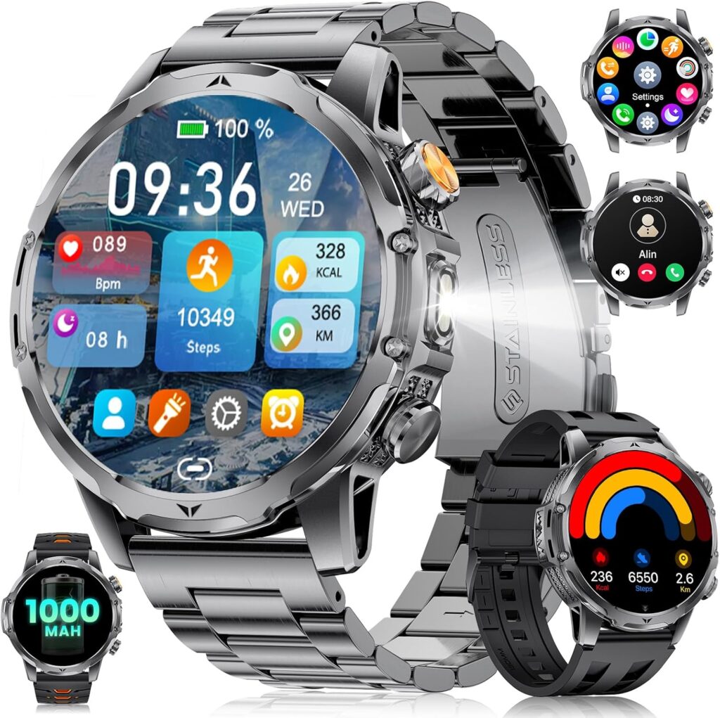 Montre intelligente avec batterie de 1000 mAh et écran de 1,53 pouces, 24 modes sportifs disponibles