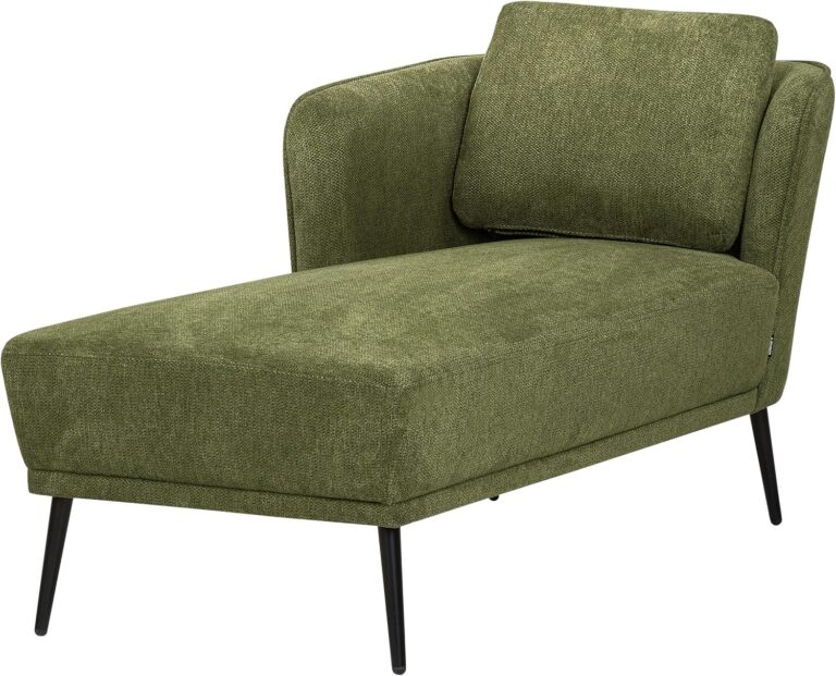 Beliani présente un fauteuil inclinable en tissu vert foncé avec coussin de détente droite.