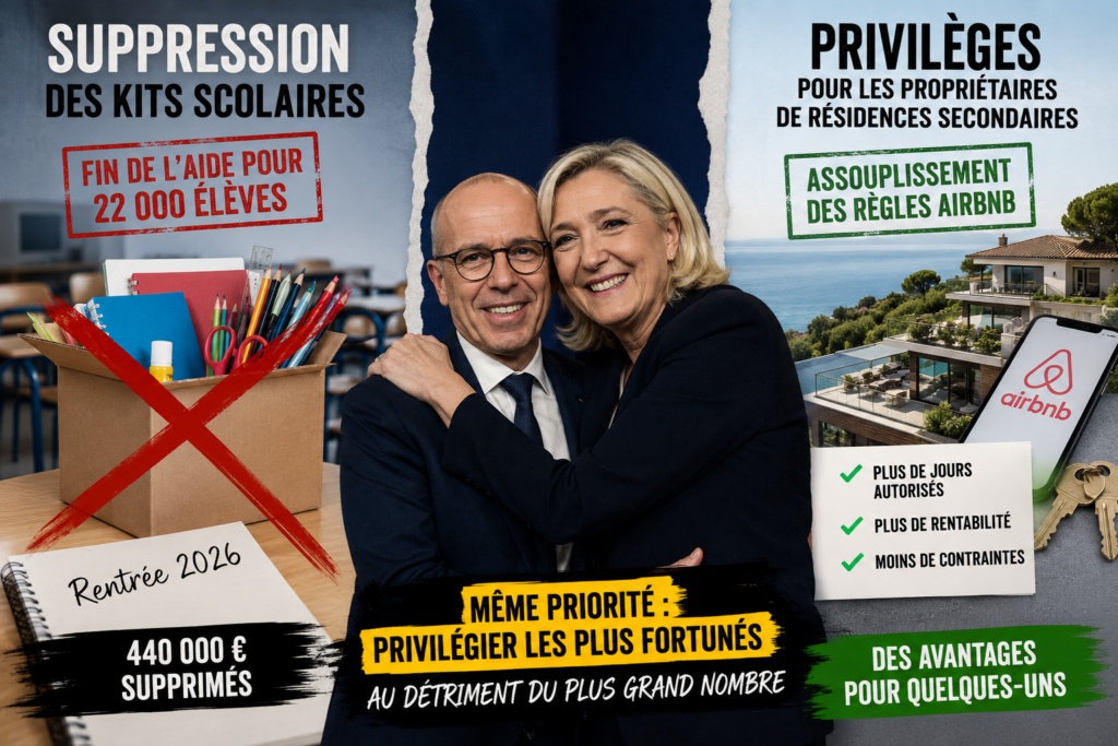 À Nice, Ciotti assouplit Airbnb et supprime les fournitures scolaires gratuites : une politique qui favorise-t-elle les plus aisés ?
