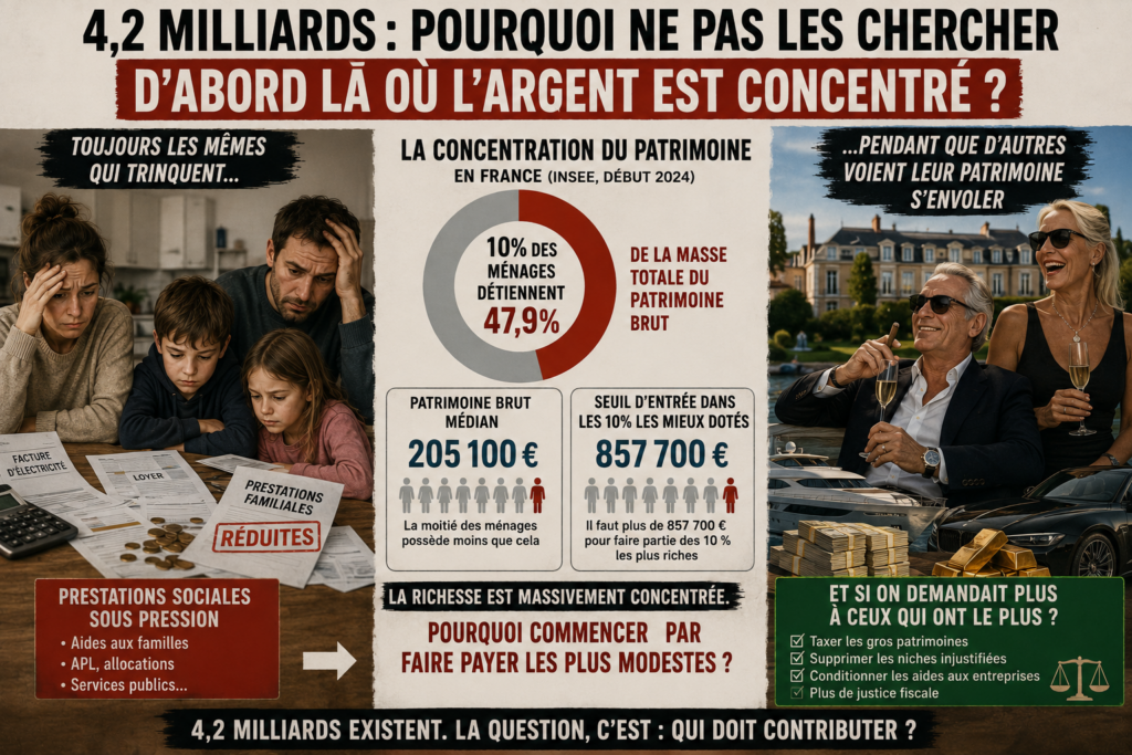 4,2 milliards : pourquoi ne pas les chercher d'abord là où l'argent est concentré ?
