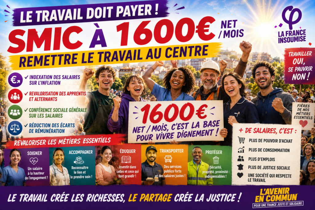 Le SMIC à 1 600 euros net : remettre le travail au centre