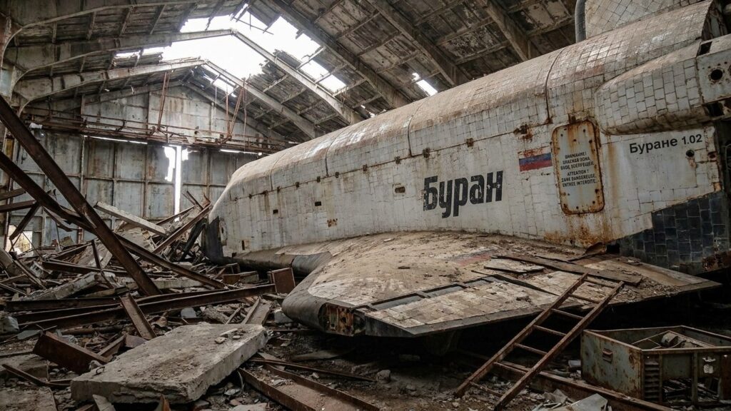 Kazakhstan : une navette spatiale de 105 tonnes abandonnée dans un hangar depuis 2002