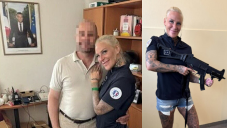 Enquête ouverte après qu’un policier pose avec une actrice porno dans un commissariat.