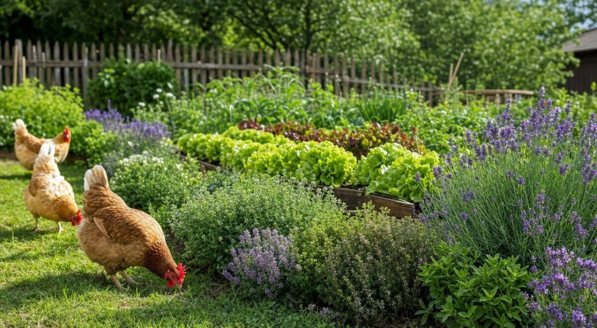 Comment le thym, l’origan et la lavande protègent les potagers des poules en France