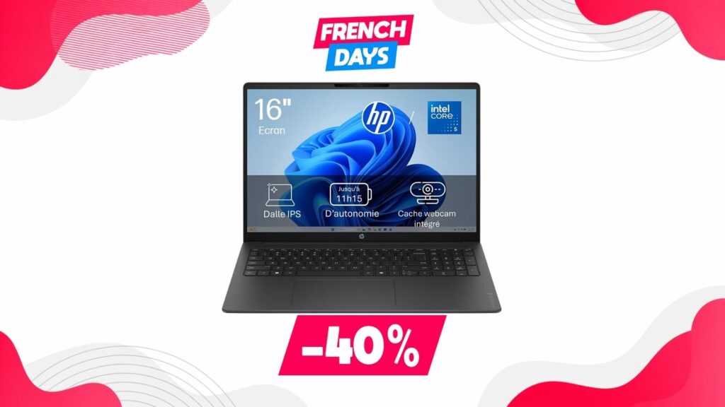 HP propose un laptop 16″ 2K à 479€ pour les French Days, adapté aux besoins de la rentrée.