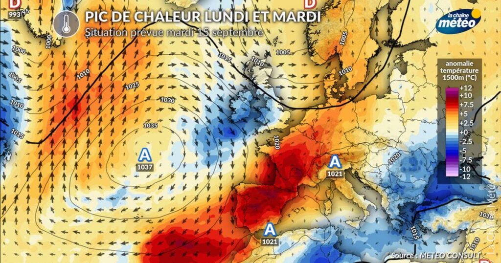 Fortes chaleurs au sud : températures atteignant près de 35°C lundi et mardi.
