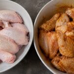 Ailes de poulet brute et marinée