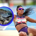 Tara Davis-Woodhall hospitalisée après une grave commotion due à un accident de voiture.