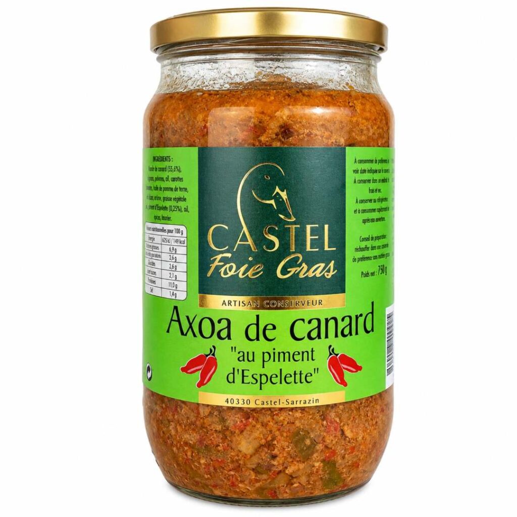 Rappel Consommateur – Détail AXOA DE CANARD AU PIMENT D’ESPELETTE BOCAL 800G CASTEL ARTISAN CONSERVEUR