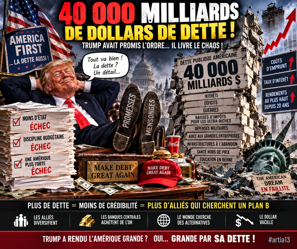 ET PENDANT CE TEMPS, LES ÉTATS-UNIS ONT DÉPASSÉ 40 000 MILLIARDS DE DOLLARS DE DETTE