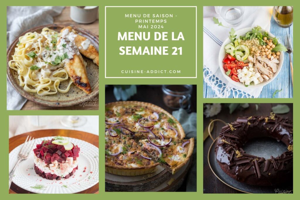 Menu hebdomadaire : guide de planification pour les repas en France du 20 au 26 mai 2024