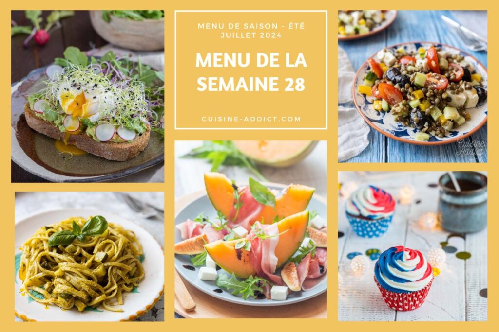 Menu hebdomadaire de plats complets et équilibrés proposé par les cantines scolaires françaises.