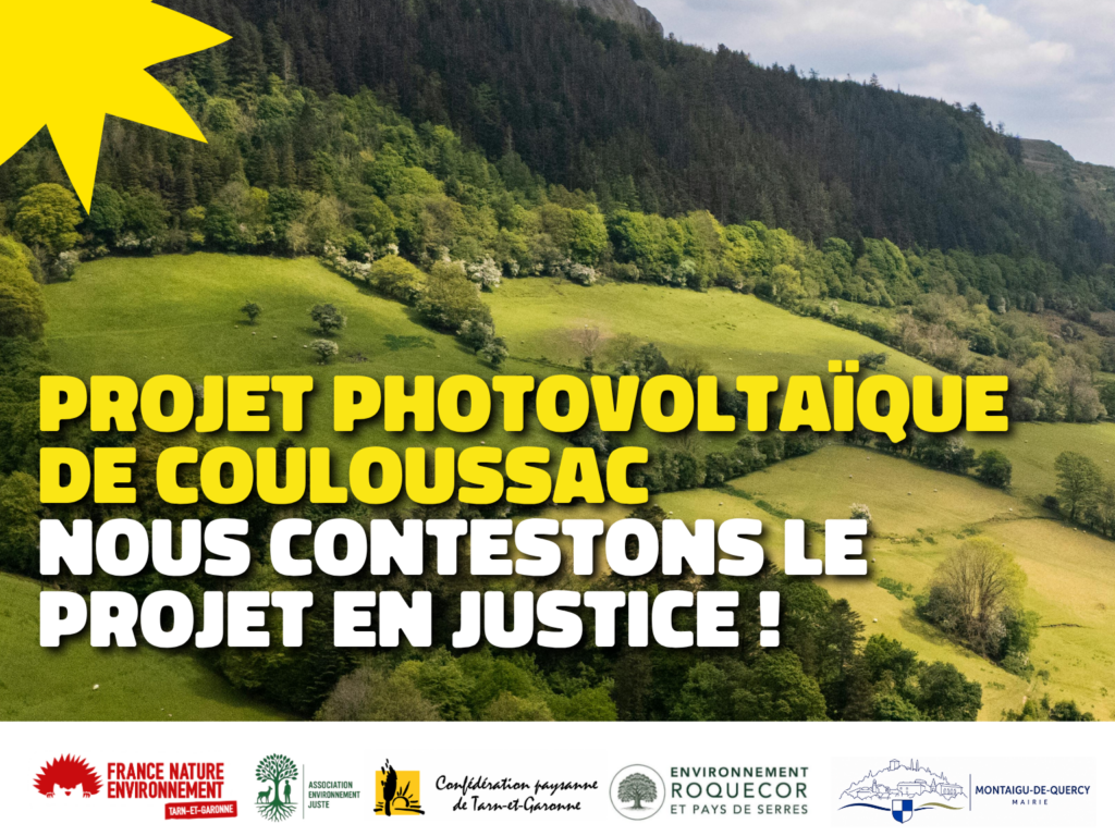 Contestation judiciaire de l’autorisation de la centrale photovoltaïque de Couloussac (82)