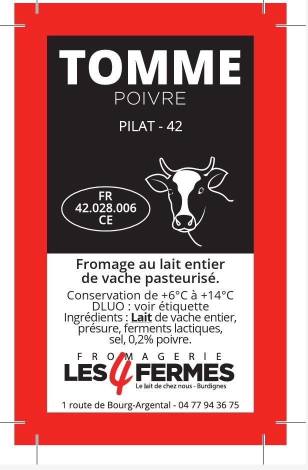 Rappel Consommateur – Détail TOMME POIVRE FROMAGERIE LES 4 FERMES
