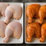 Cuisse de poulet brute et marinée