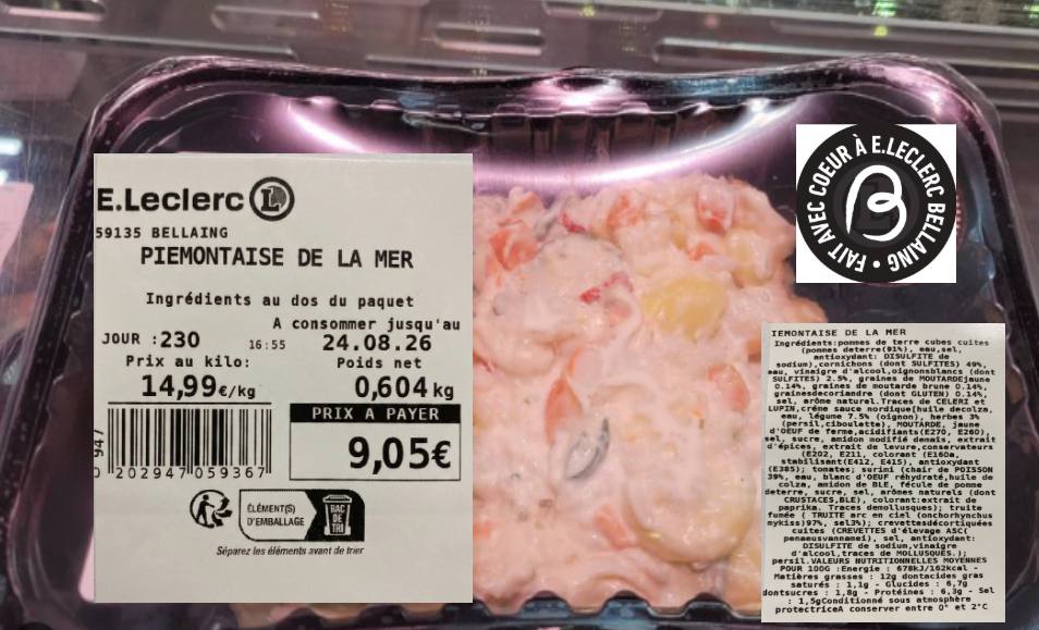 Rappel Consommateur – Détail Piémontaise de la mer E.Leclerc Bellaing