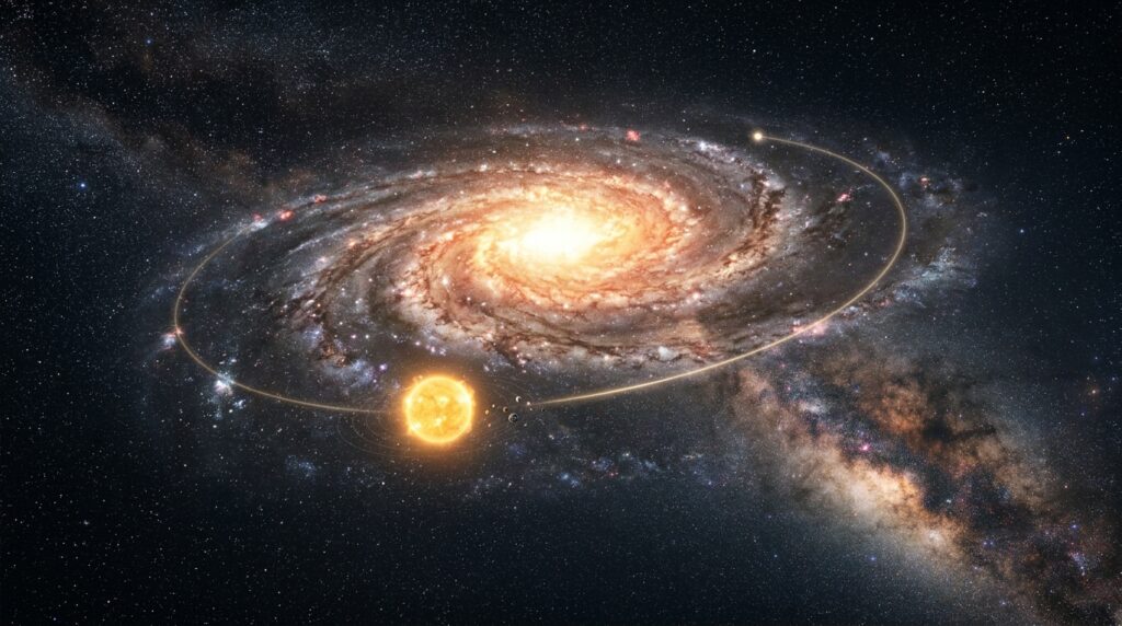 Le Soleil termine un tour galactique alors que la Terre se déplace à 828 000 km/h.